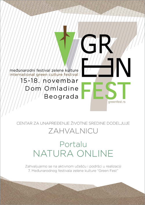 ZAHVALNICA NATURI ONLINE od Green Festa